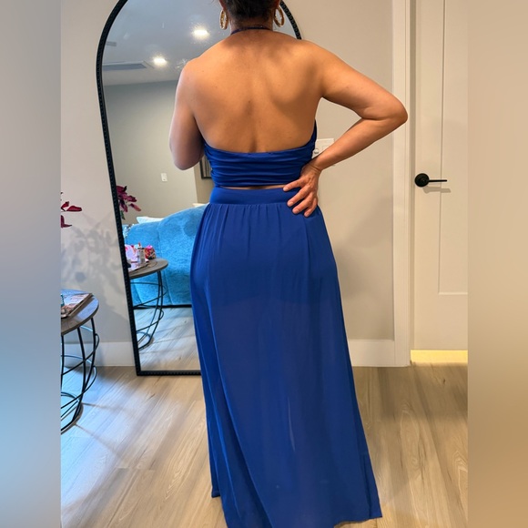 Royal Blue Halter Maxi Dress - Picture 6 of 9